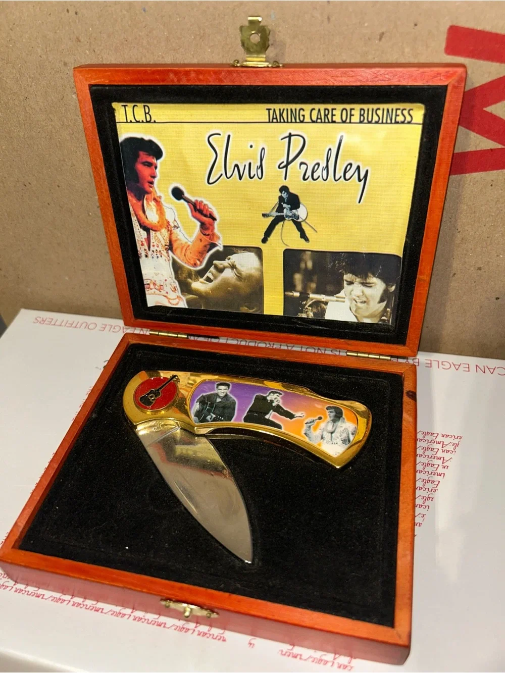 Elvis Presley Collectible Folding Knife with Wood Display Box